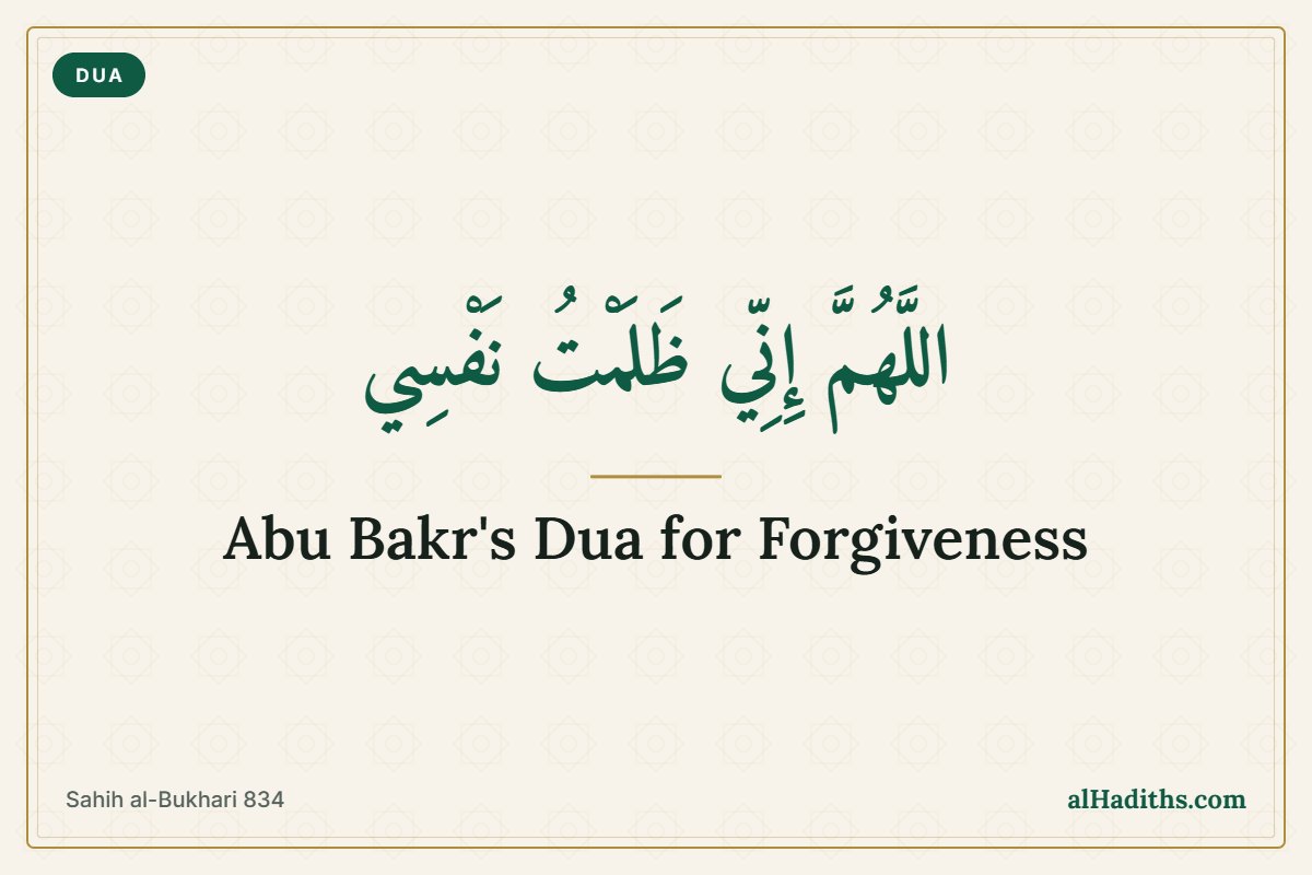 Allahumma inni zalamtu nafsi – Abu Bakr's dua for forgiveness, Sahih al-Bukhari 834