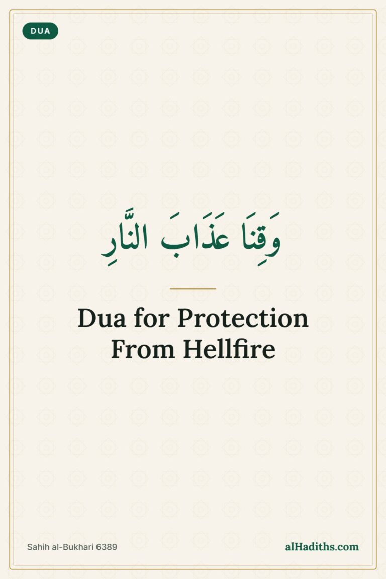 Dua for Protection From Hellfire: 4 Authentic Duas – Pinterest pin, Sahih al-Bukhari 6389