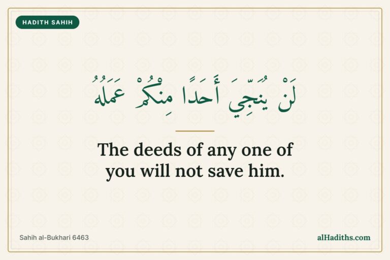Hadith card: the deeds of any one of you will not save him, Sahih al-Bukhari 6463