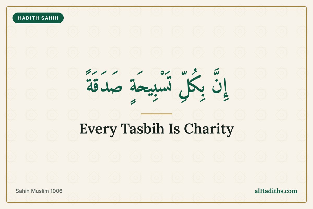 Every tasbih is charity – Hadith 25 of an-Nawawi, Sahih Muslim 1006