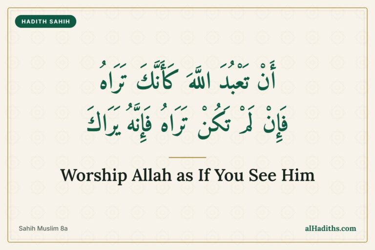 Ihsan is to worship Allah as if you see Him, for though you do not see Him, He sees you, from the Hadith of Jibril, Sahih Muslim 8a