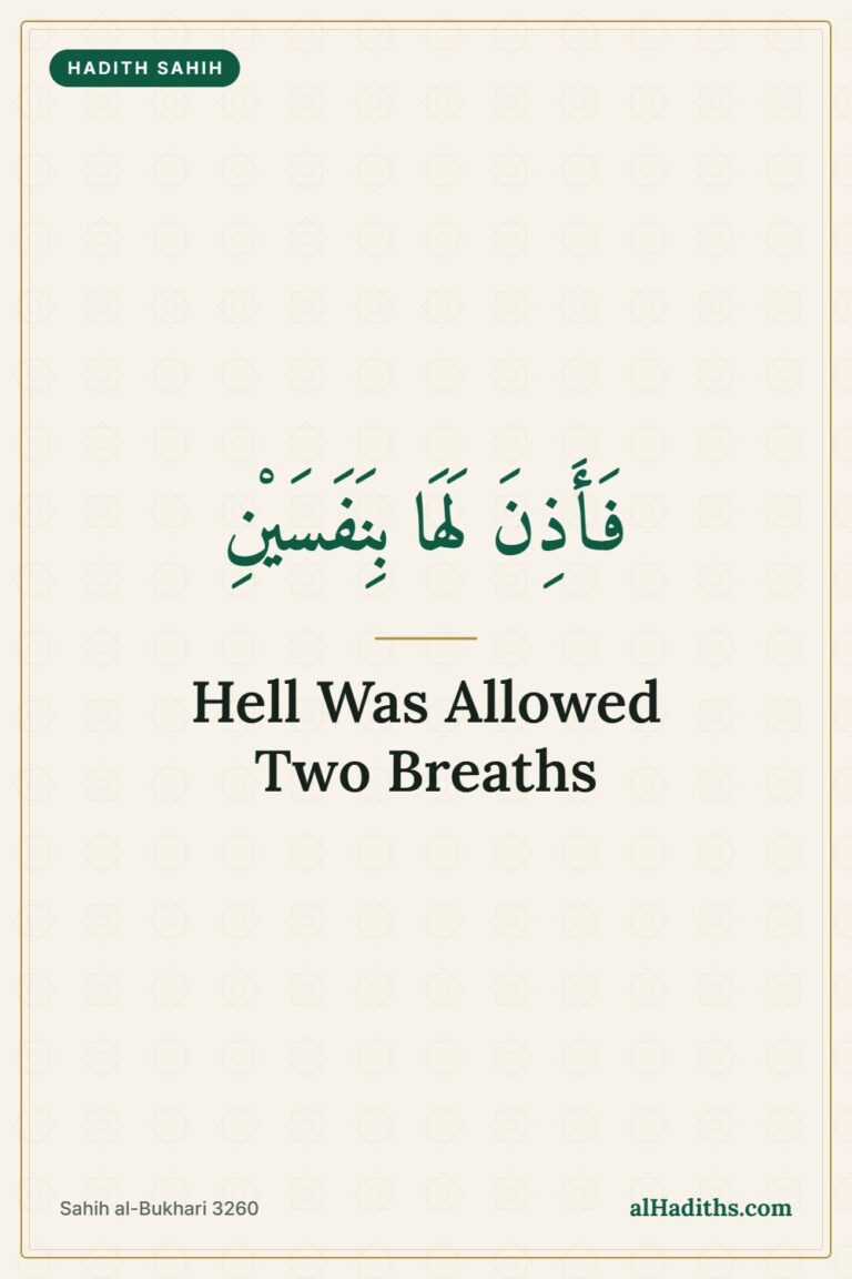 Hellfire Breathing Hadith: Two Breaths, Summer and Winter – Pinterest pin, Sahih al-Bukhari 3260