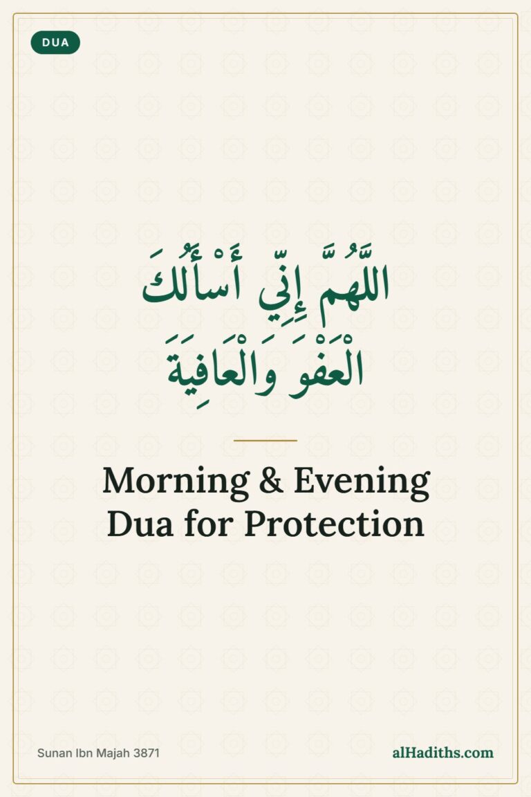 Morning and Evening Dua for Protection from All Sides – Pinterest pin, Sunan Ibn Majah 3871