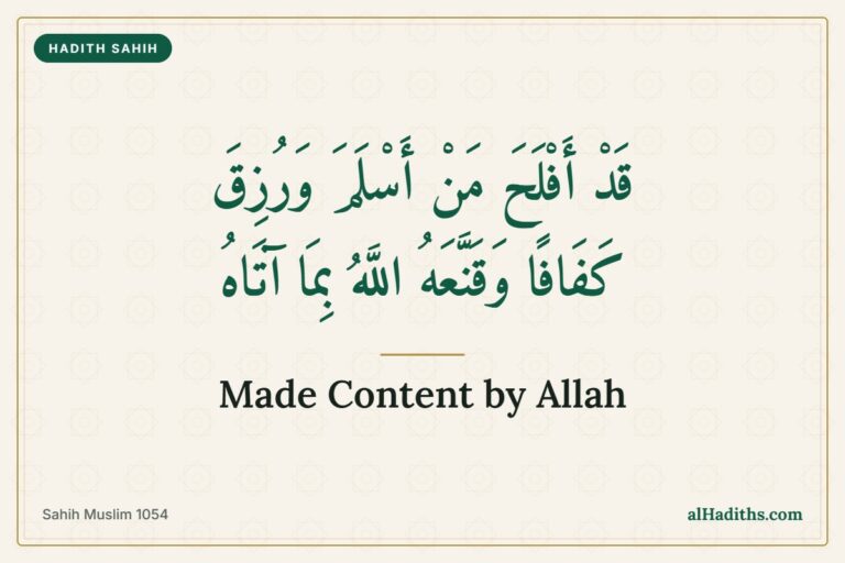 Successful is the one who accepted Islam, was given enough and was made content by Allah, the hadith of qana'ah from Sahih Muslim 1054