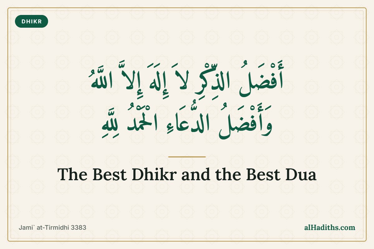 The best dhikr is La ilaha illallah and the best dua is Alhamdulillah, hadith from Tirmidhi 3383 and Ibn Majah 3800