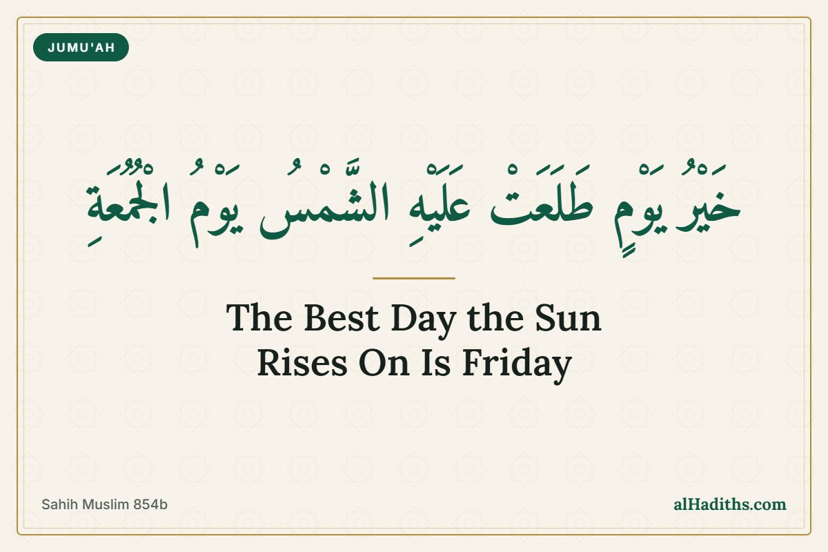 The best day on which the sun has risen is Friday – hadith card, Sahih Muslim 854b