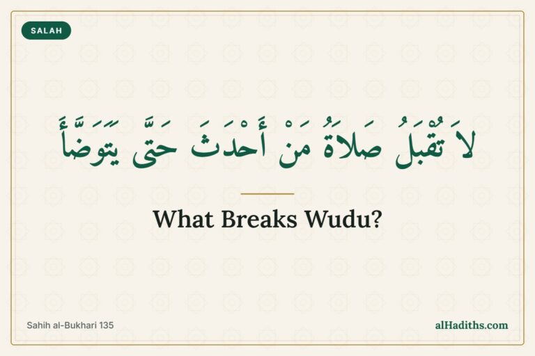 The prayer of one who has lost wudu is not accepted until he makes wudu – what breaks wudu, Sahih al-Bukhari 135