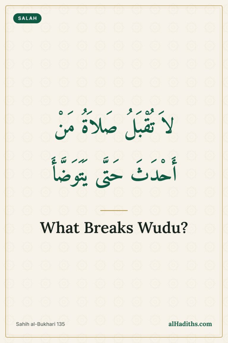 What Breaks Wudu? The Authentic Hadith, and Where Scholars Differ – Pinterest pin, Sahih al-Bukhari 135